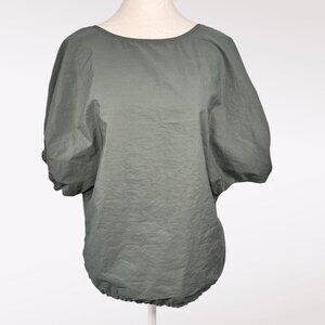 Closed Oversized Short Sleeve Top Dolman Sleeves Green XS